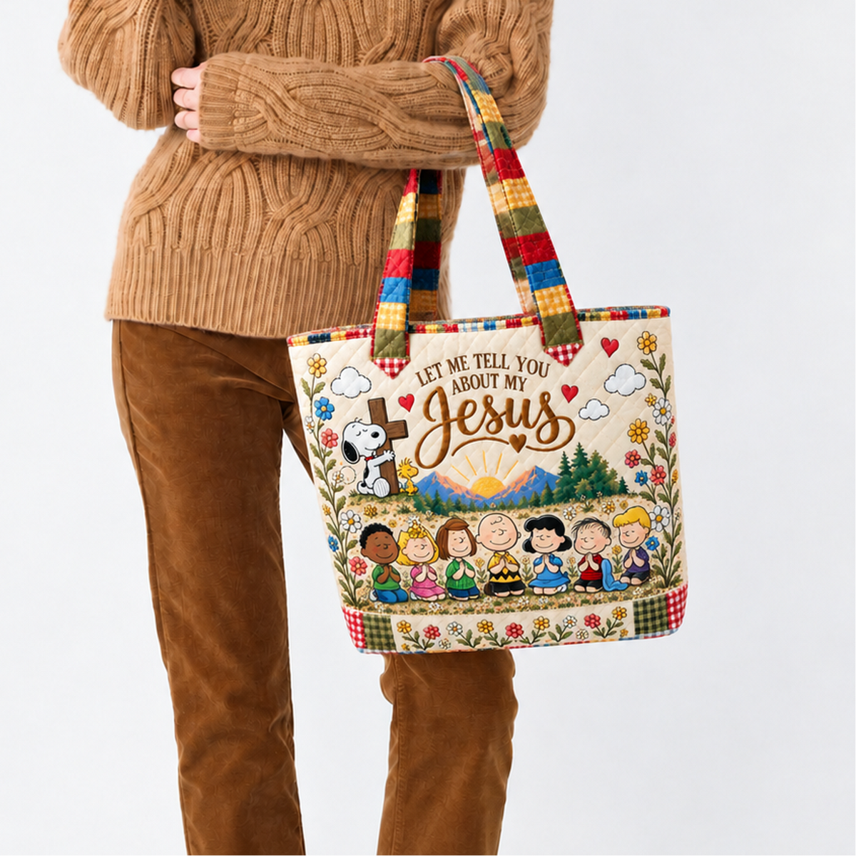 Let Me Tell You About My Jesus Personalized Quilted Tote Bag