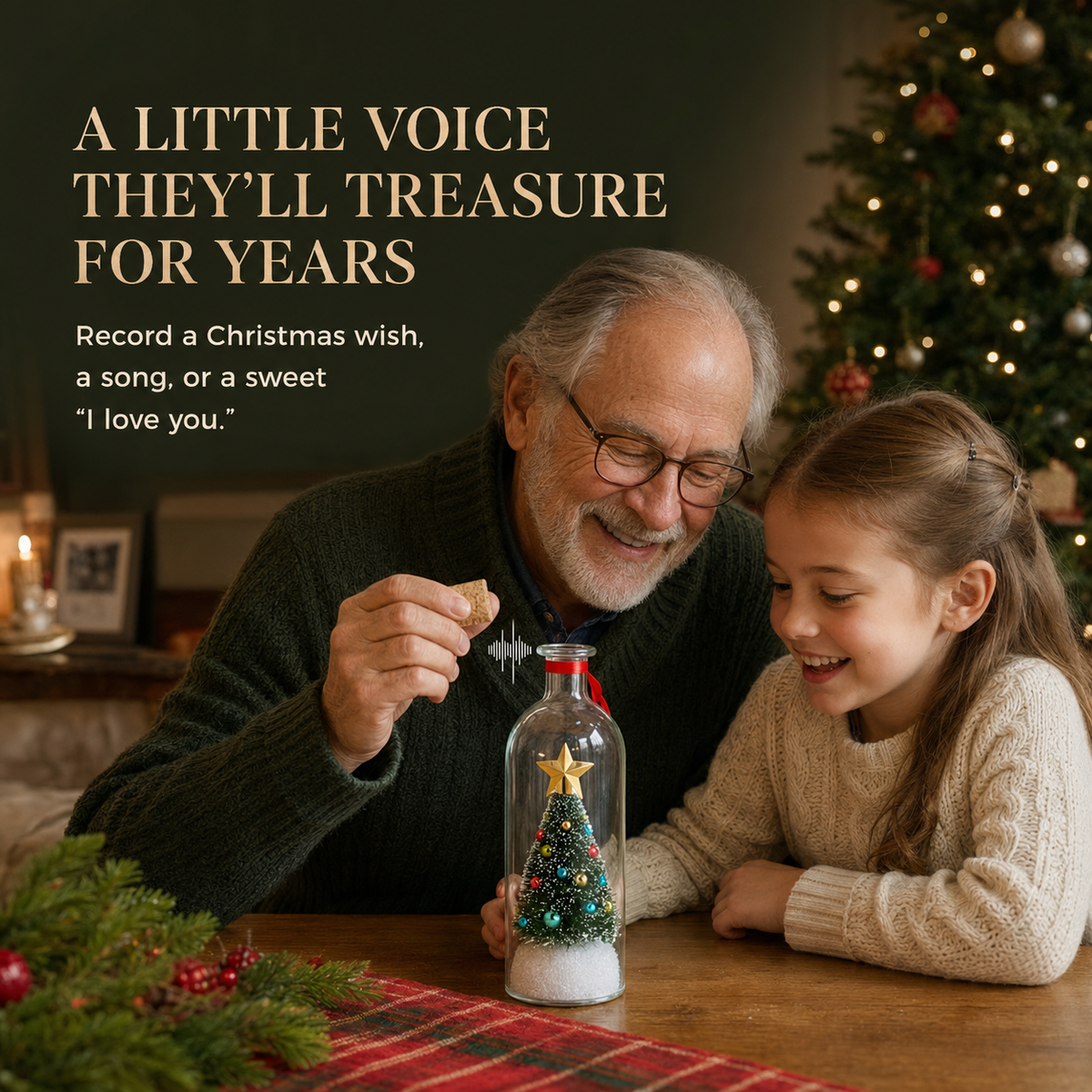 Record-a-Message Christmas Tree in a Bottle – Voice Keepsake