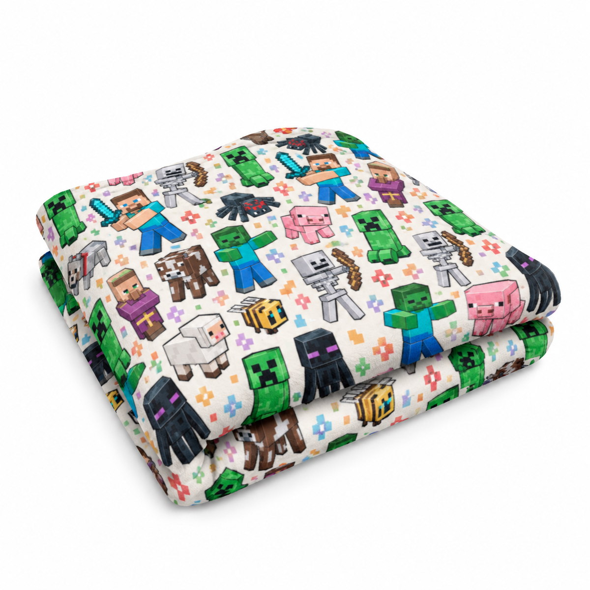 Steve, Zombie, Creeper and Colorful Overworld Friends Throw Blanket