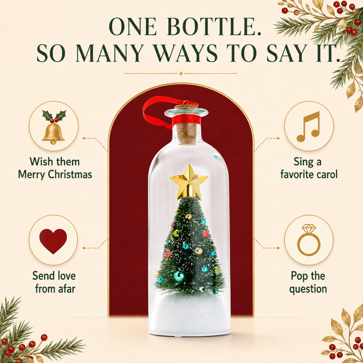 Record-a-Message Christmas Tree in a Bottle – Voice Keepsake