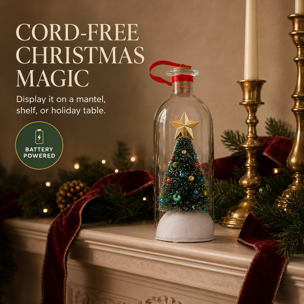 Record-a-Message Christmas Tree in a Bottle – Voice Keepsake