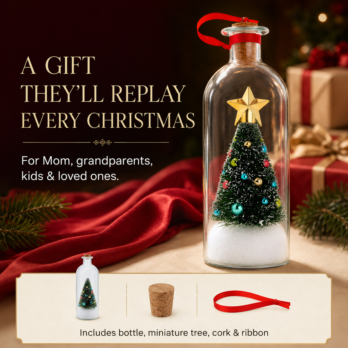 Record-a-Message Christmas Tree in a Bottle – Voice Keepsake