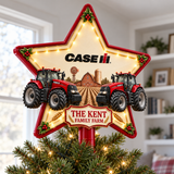 Red Farmhouse Chrismas - Personalized LED Light Tree Topper - Chrismas Gift For Farmers