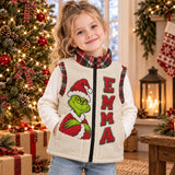 Christmas Is Coming Personalized Name Flannel Fleece Vest