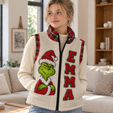 Christmas Is Coming Personalized Name Flannel Fleece Vest
