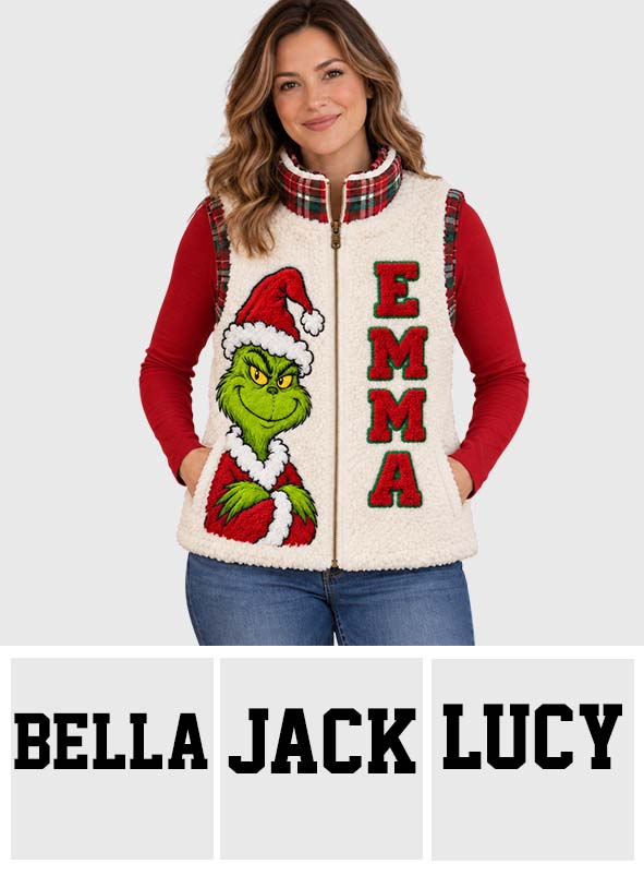 Christmas Is Coming Personalized Name Flannel Fleece Vest