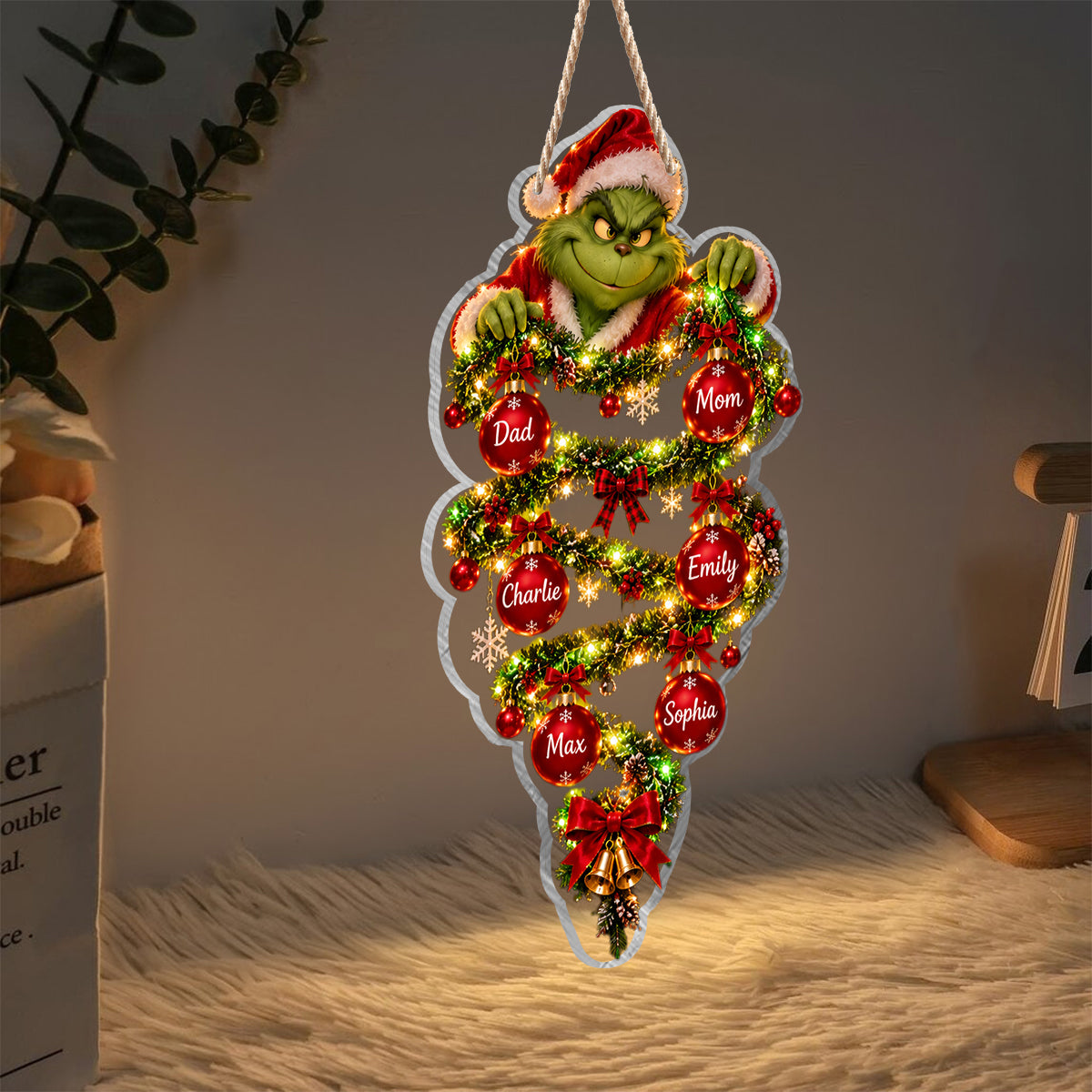 Merry Grinchmas Personalized Family LED Light Acrylic Sign