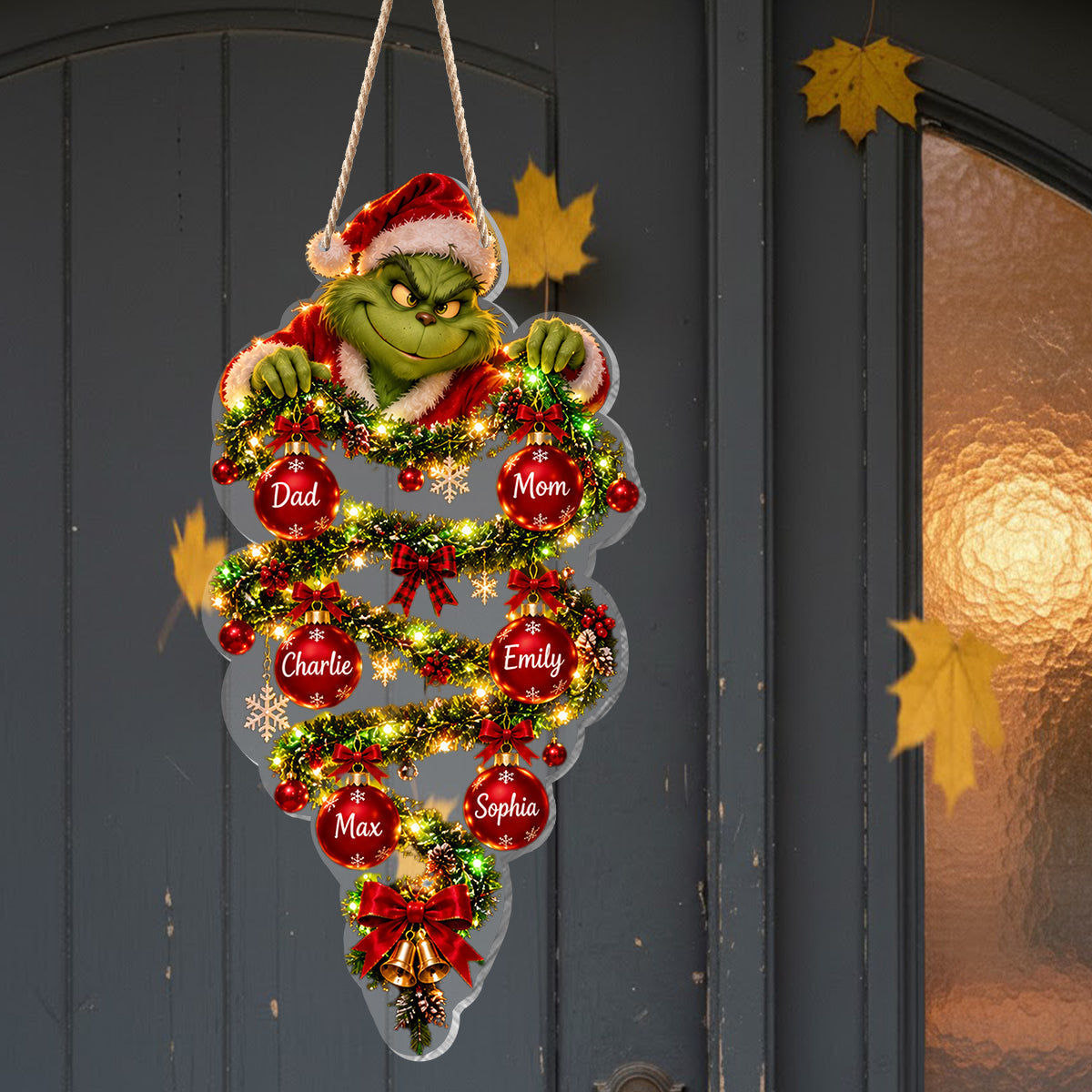 Merry Grinchmas Personalized Family LED Light Acrylic Sign