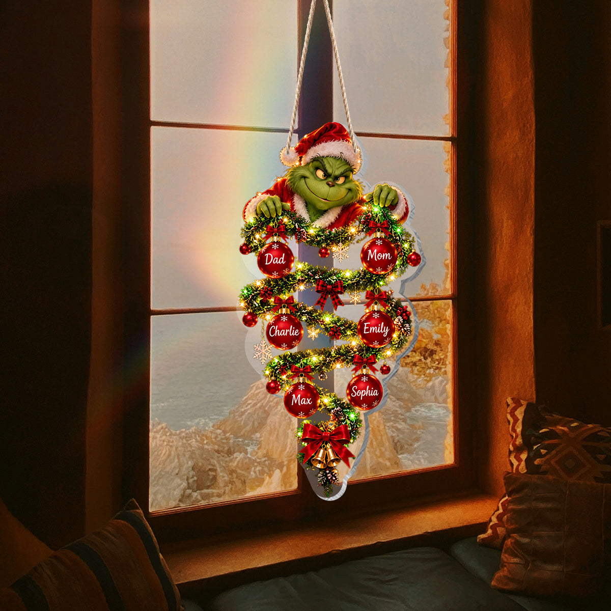 Merry Grinchmas Personalized Family LED Light Acrylic Sign