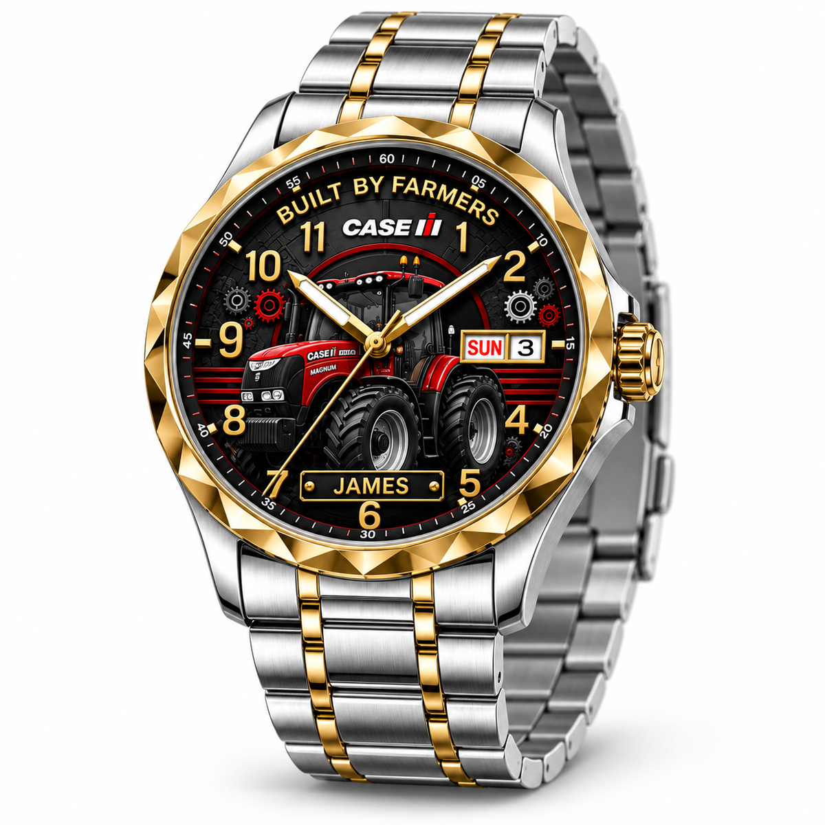 Red Tractor Heritage Watch - Personalized Men's Wrist Watch - Gift For Farmers