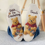 Just Loves Crocheting Honey Bear Personalized Crew Socks
