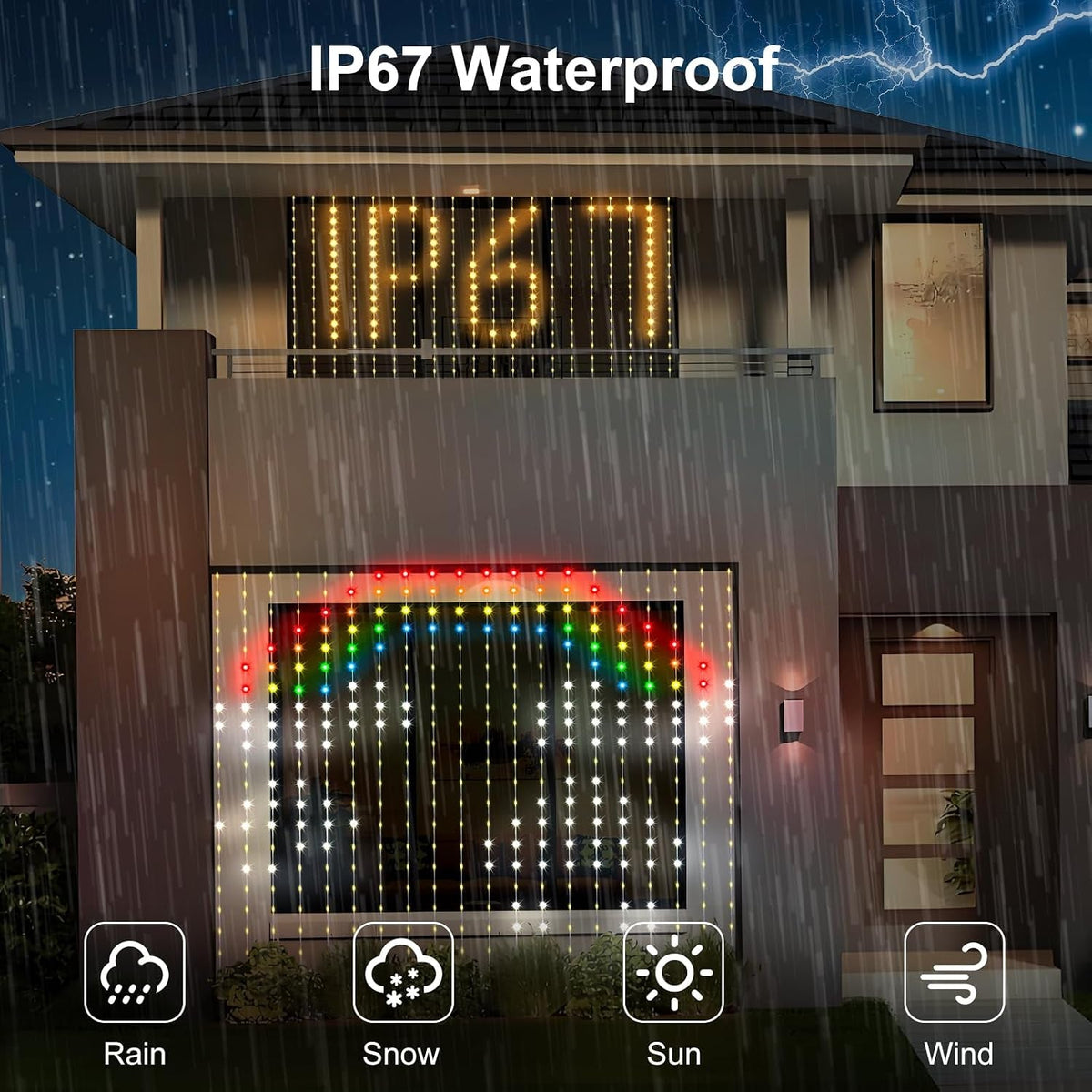 Smart Pixel Christmas Curtain Lights – 400 RGB LEDs, App Control
