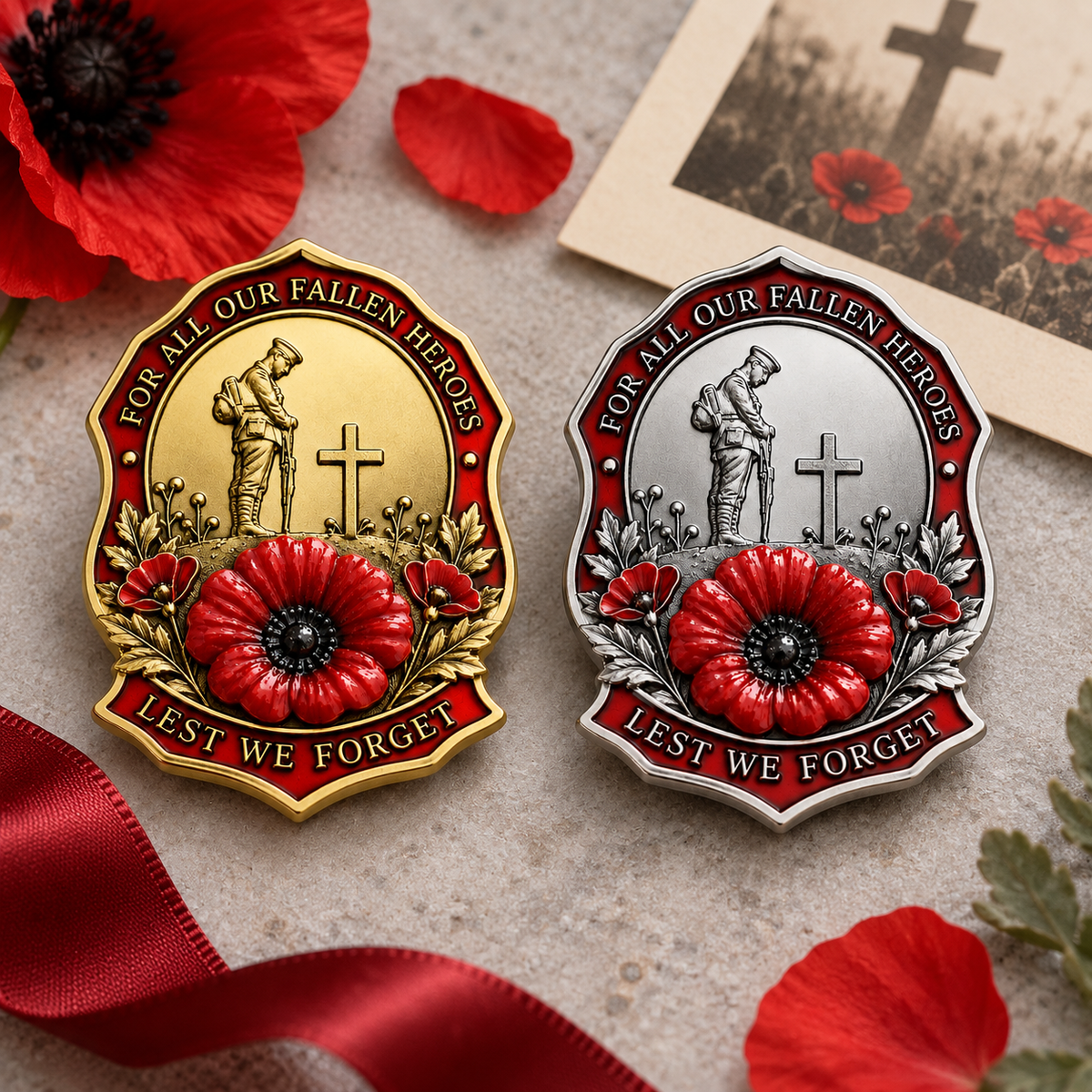 Fallen Heroes Red Poppy Brooch – Lest We Forget