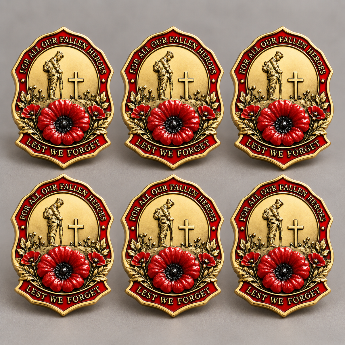 Fallen Heroes Red Poppy Brooch – Lest We Forget