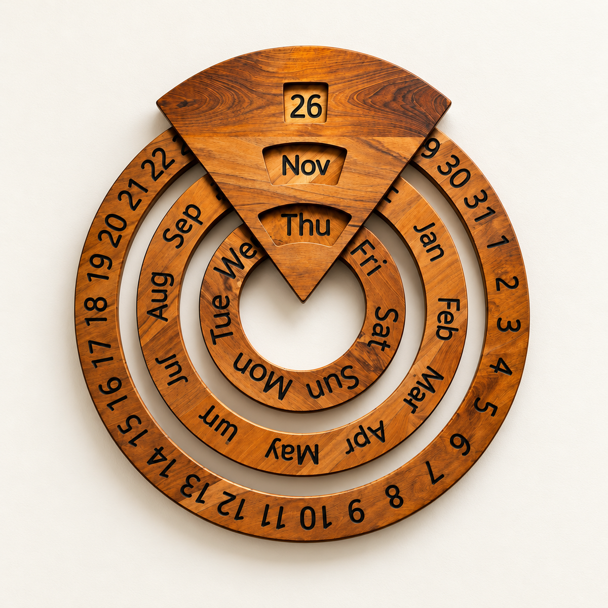 Vintage Wooden Perpetual Calendar – Rotating Wall & Desk Decor