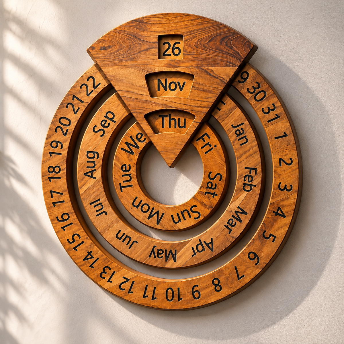 Vintage Wooden Perpetual Calendar – Rotating Wall & Desk Decor