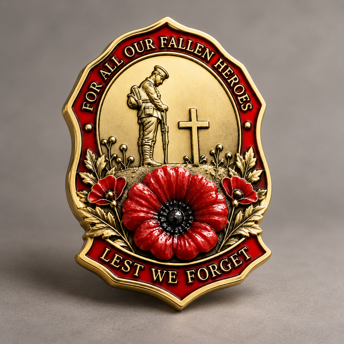 Fallen Heroes Red Poppy Brooch – Lest We Forget