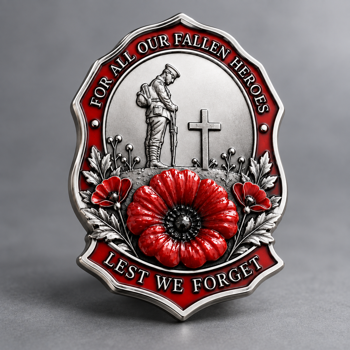 Fallen Heroes Red Poppy Brooch – Lest We Forget