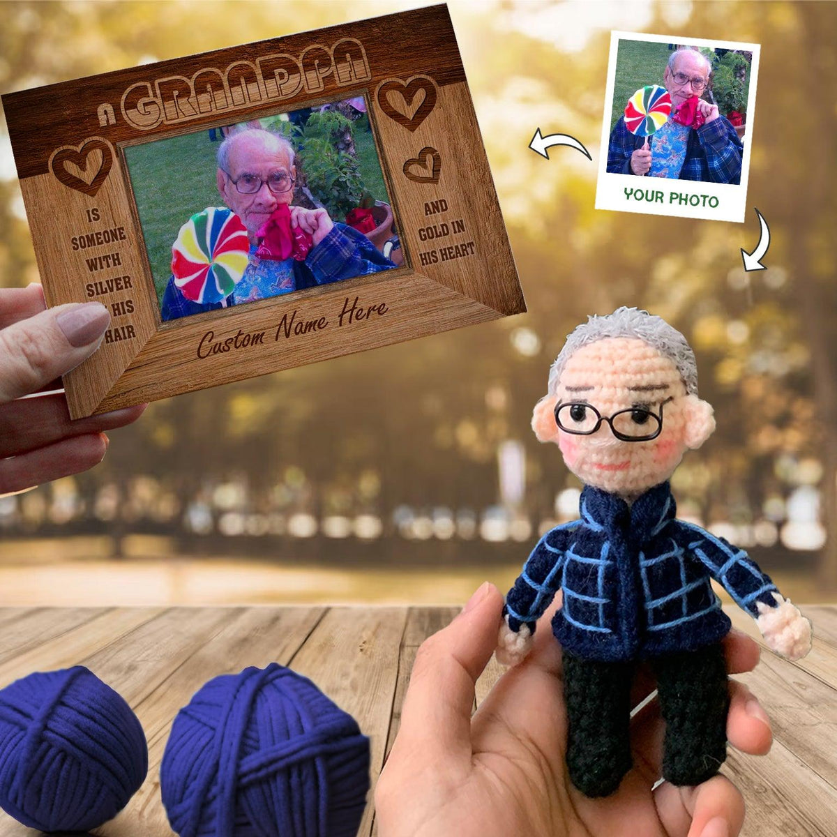 Craftzily - Personalized Crochet Memorial, In Loving Memory, Dad Grandparent Memorial