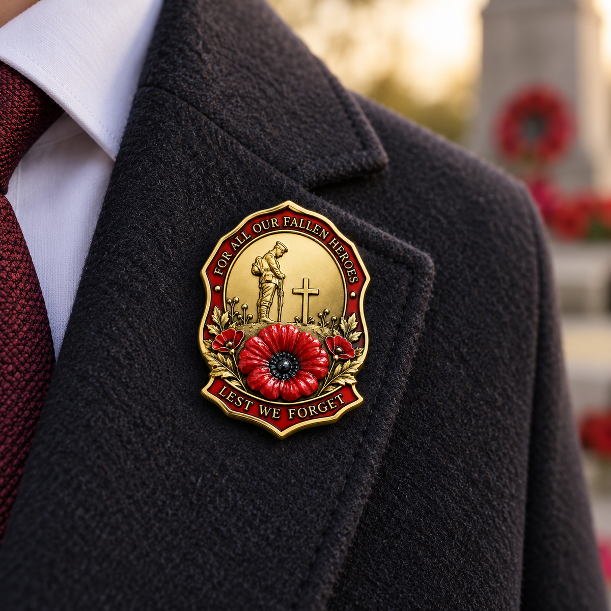 Fallen Heroes Red Poppy Brooch – Lest We Forget