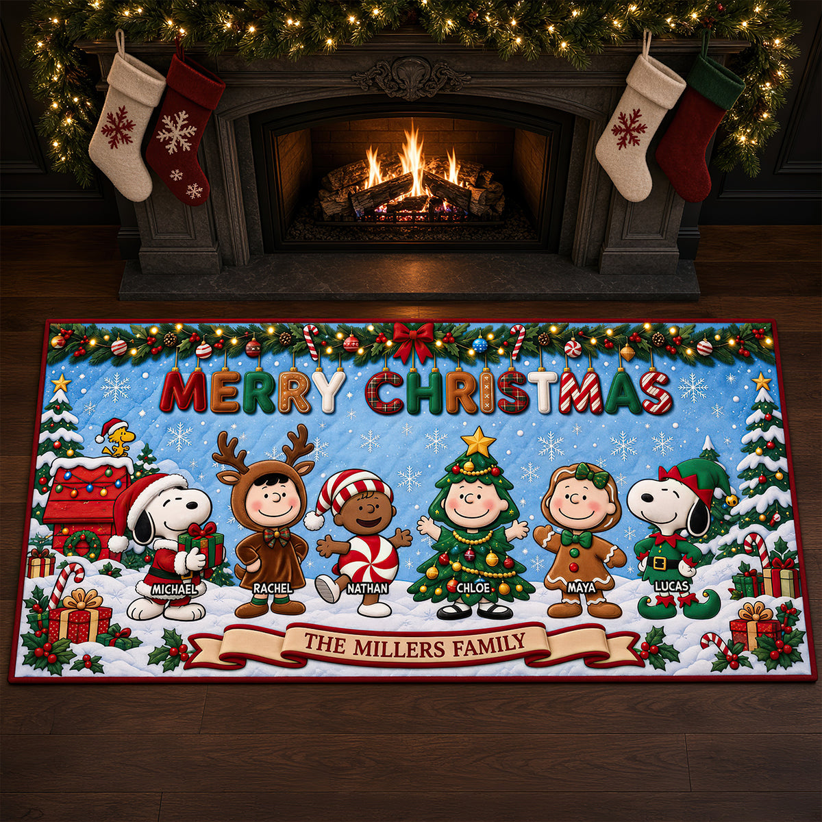 Merry Christmas Family Personalized Doormat