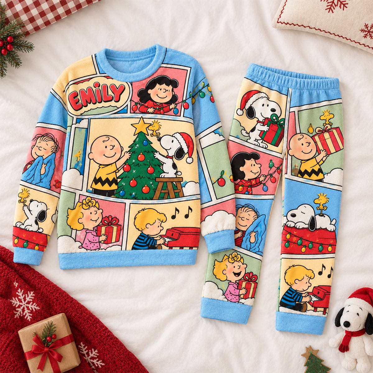 Nostalgic Comic Christmas Personalized Family Pajamas