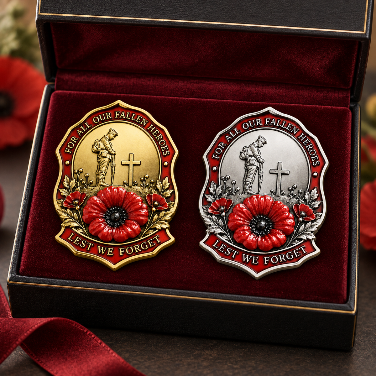 Fallen Heroes Red Poppy Brooch – Lest We Forget