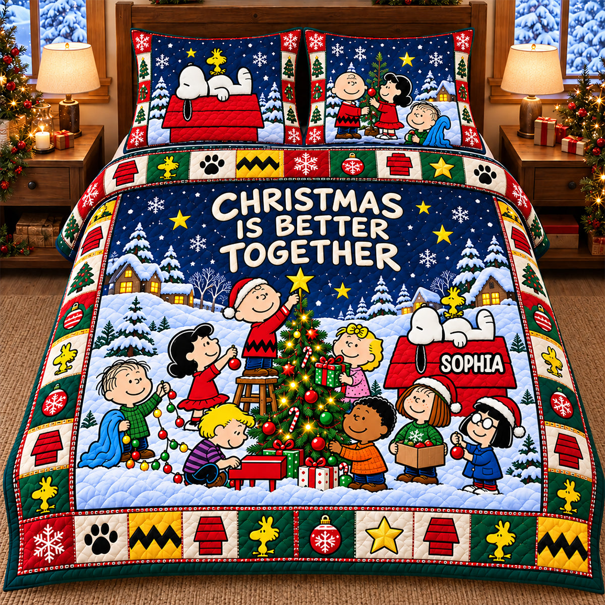 Christmas Is Better Together Personalized Quilt Bedding Set
