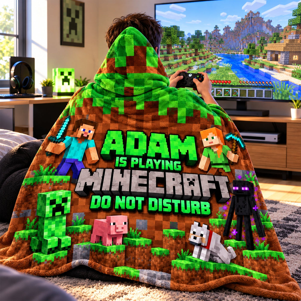 Do Not Disturb Gamer Personalized Hooded Blanket
