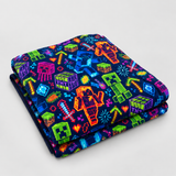 Neon Creeper, TNT and Fire Warriors Pixel Realm Throw Blanket