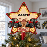 Red Farmhouse Chrismas - Personalized LED Light Tree Topper - Chrismas Gift For Farmers