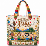 Let Me Tell You About My Jesus Personalized Quilted Tote Bag