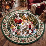 Warm Christmas Village Personalized Round Quilted Mat