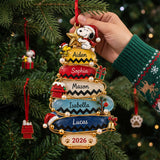 Seaglass Christmas Tree Family Names Personalized Acrylic Ornament