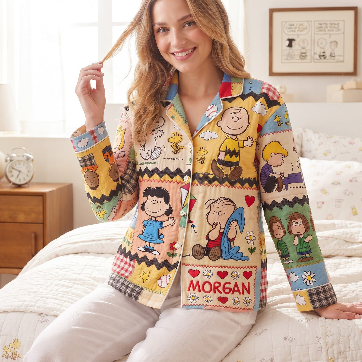 Lovely Comic Characters Personalized Button-Up Pajamas