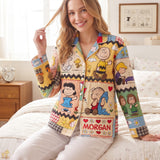 Lovely Comic Characters Personalized Button-Up Pajamas