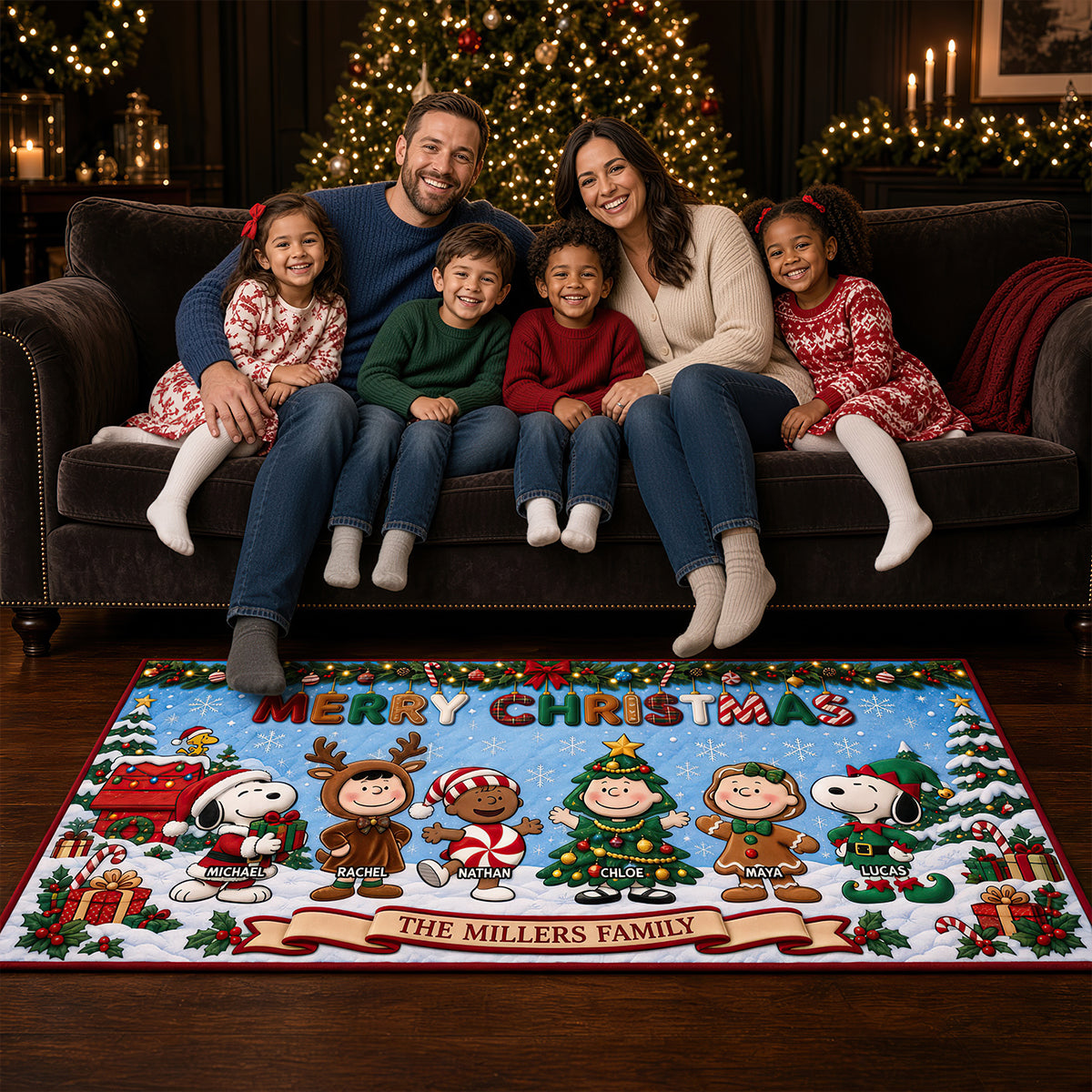 Merry Christmas Family Personalized Doormat