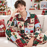 Lovely Christmas Patchwork Personalized Button-Up Pajamas