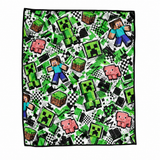 Steve, Creeper and Pig Green Graffiti Adventure Realm Throw Blanket