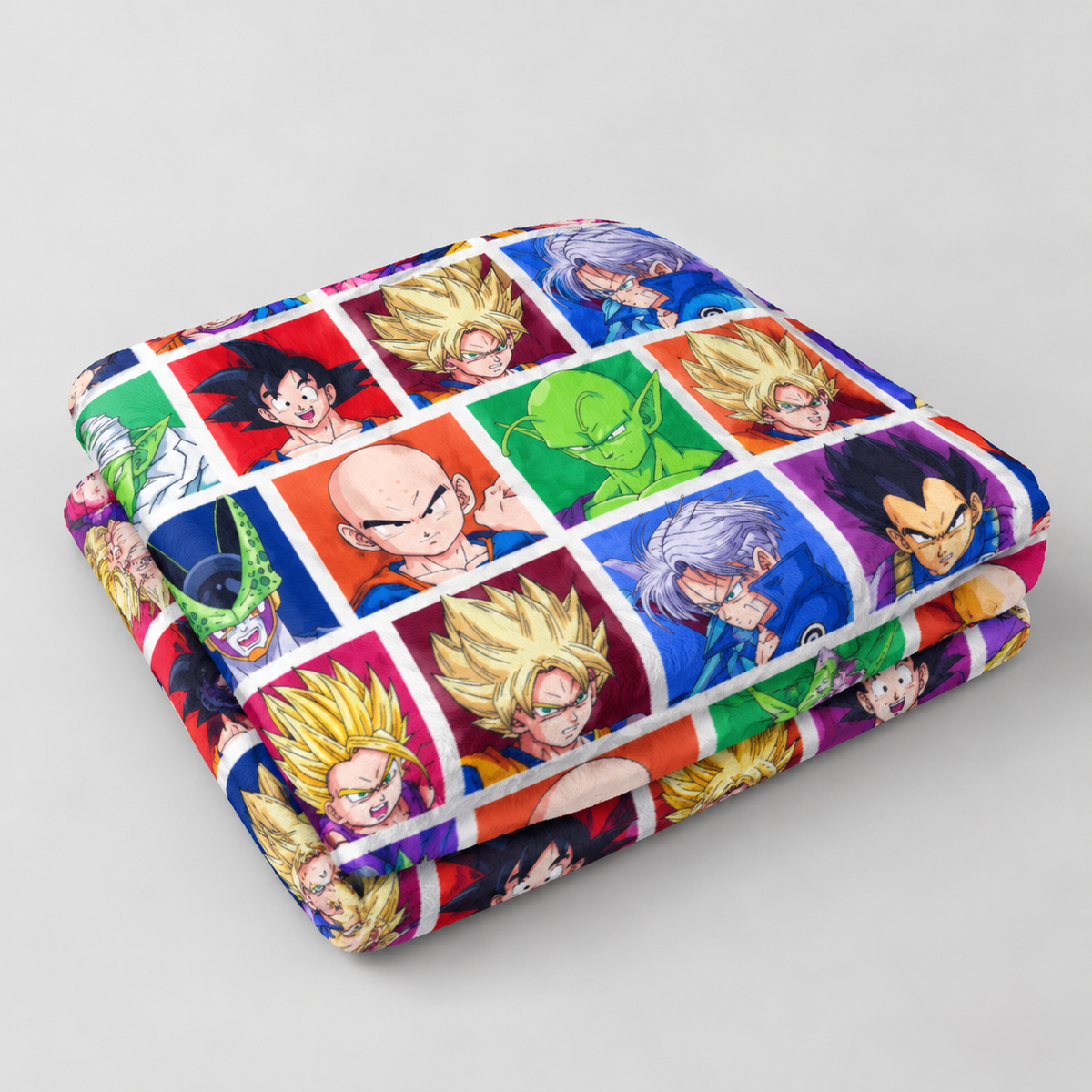 Retro Anime-Inspired Colorful Comic Portrait Collage Blanket