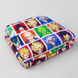 Retro Anime-Inspired Colorful Comic Portrait Collage Blanket