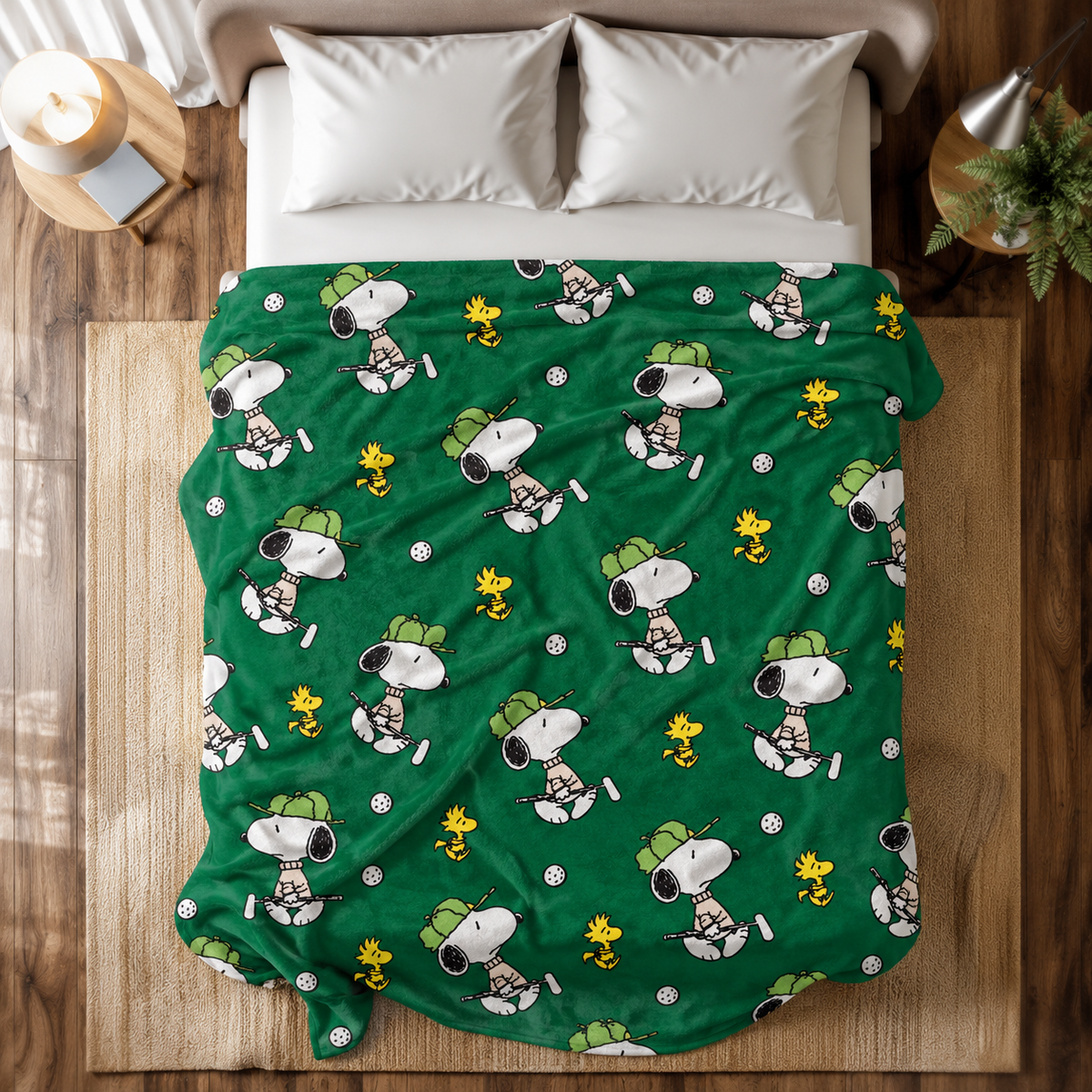 Playful Golf Day Cartoon Friends Throw Blanket