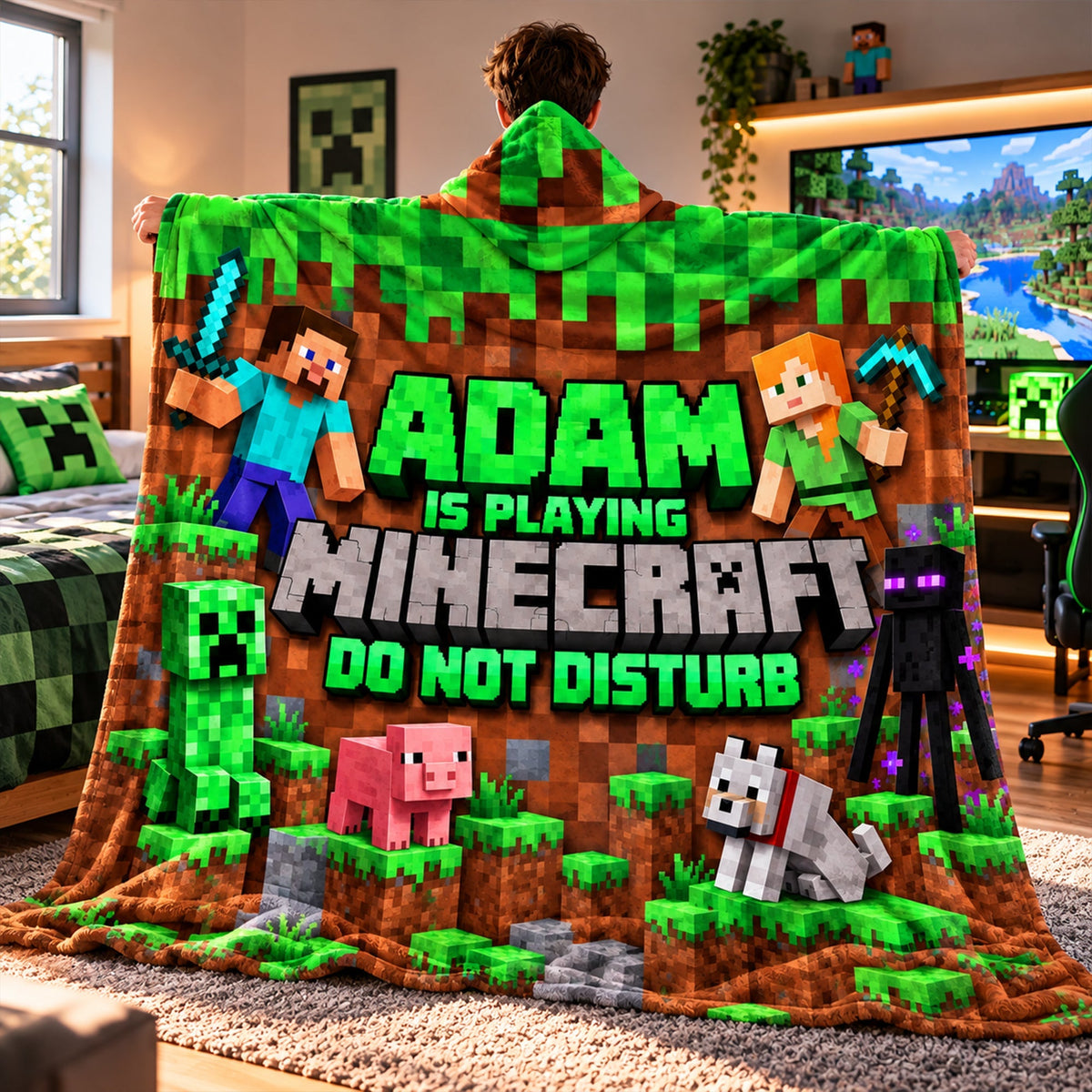 Do Not Disturb Gamer Personalized Hooded Blanket
