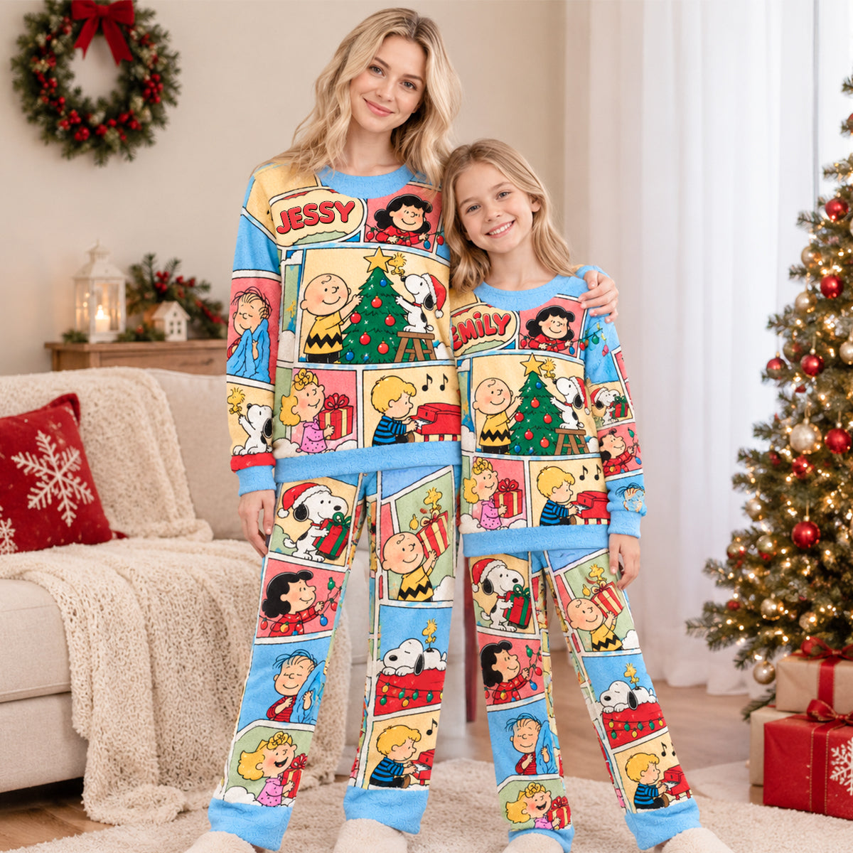 Nostalgic Comic Christmas Personalized Family Pajamas
