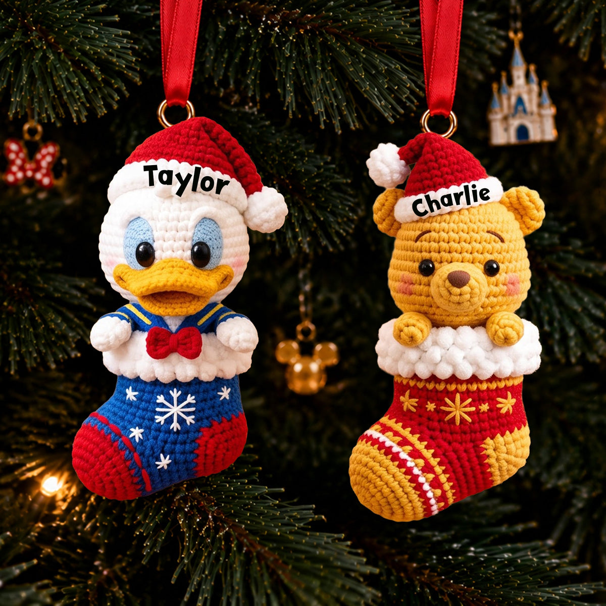 Knitted Characters Christmas Stocking Personalized Ornament