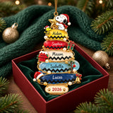 Seaglass Christmas Tree Family Names Personalized Acrylic Ornament