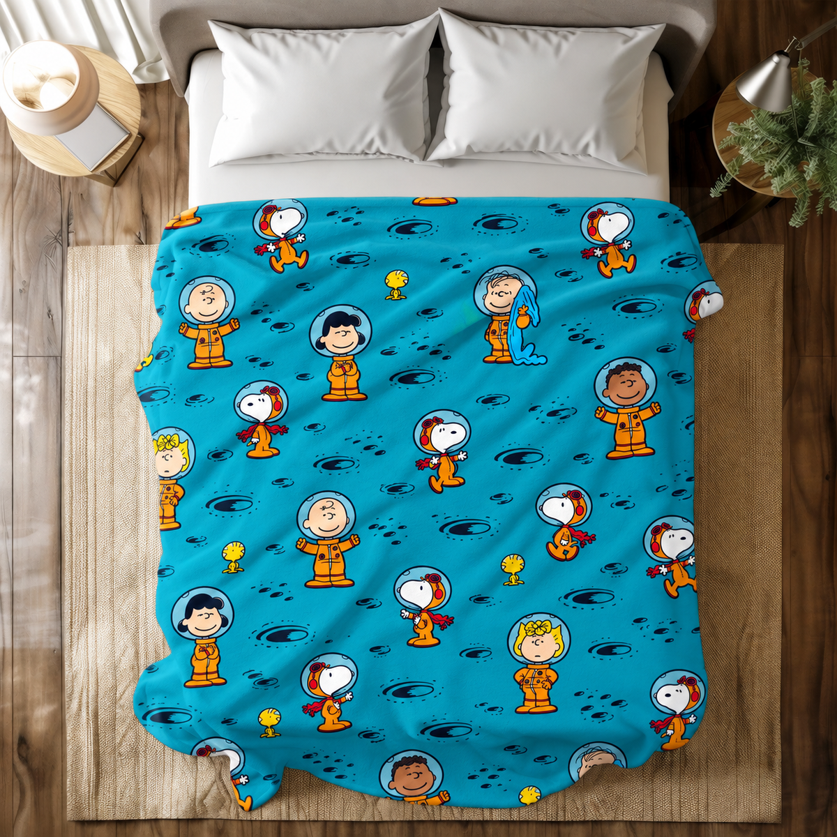 Little Space Explorers Moon Mission Adventure Throw Blanket