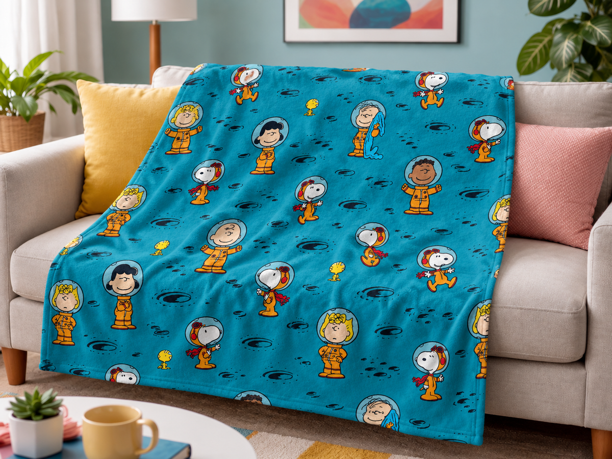 Little Space Explorers Moon Mission Adventure Throw Blanket
