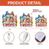 Snowman Grandparents & Grandkids Personalized 3D Effect Light Box