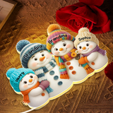 Snowman Grandparents & Grandkids Personalized 3D Effect Light Box